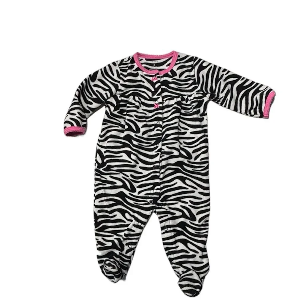 Carter's | Infant Baby Girls Footed Fleece Zebra Print Sleeper Pajamas Footie 6M